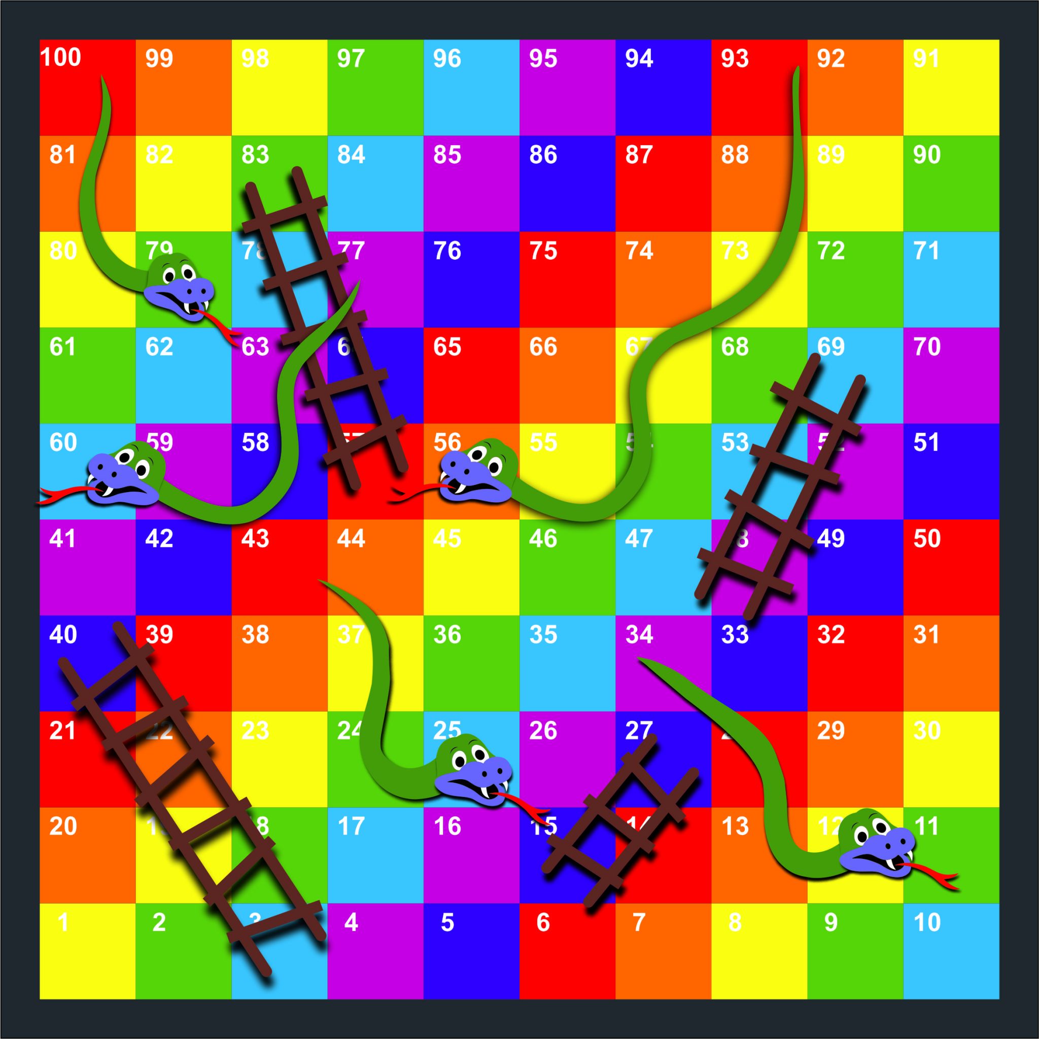 1-100 Snakes and Ladders Full – Creative Preformed Markings