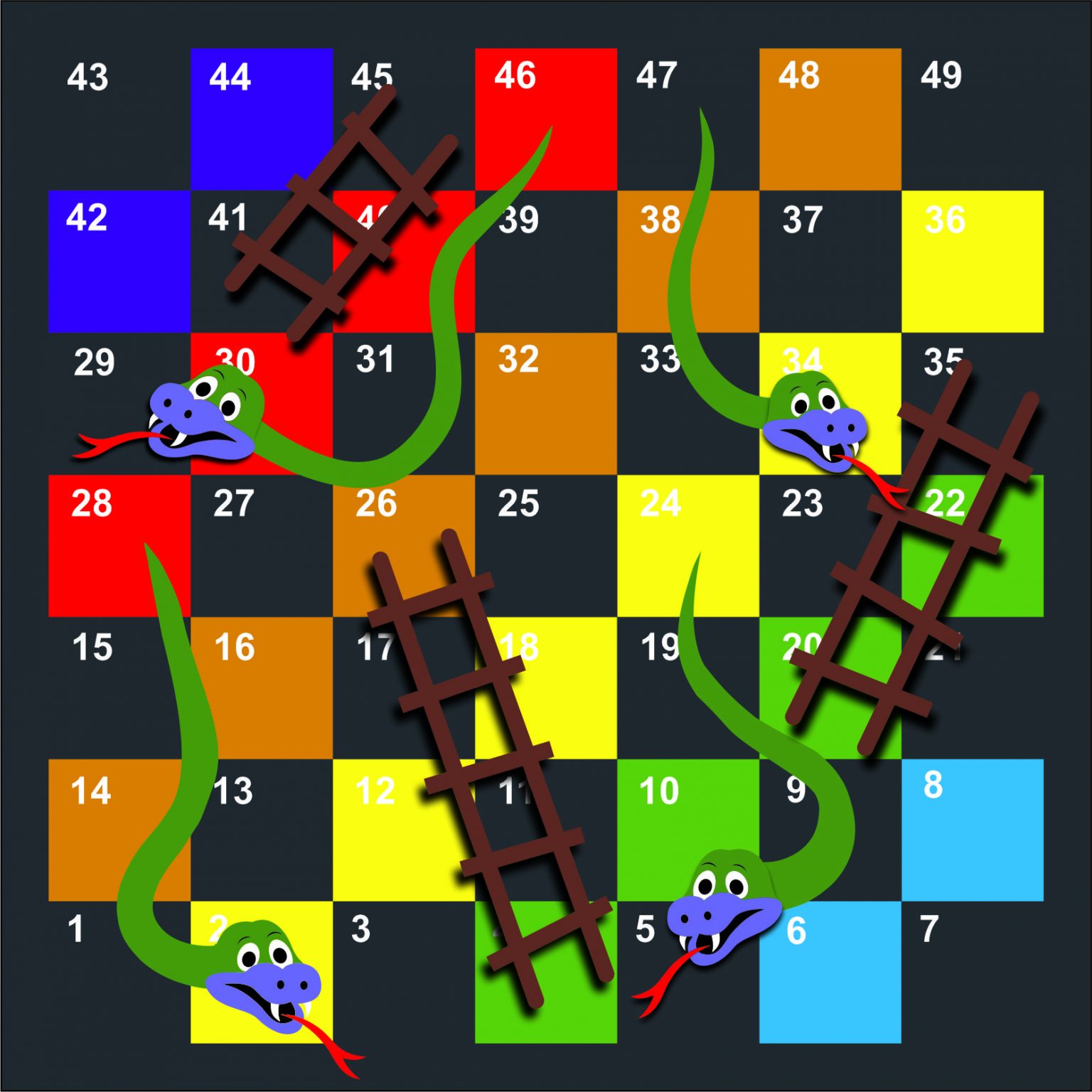 1-49 Snakes and Ladders Half – Creative Preformed Markings